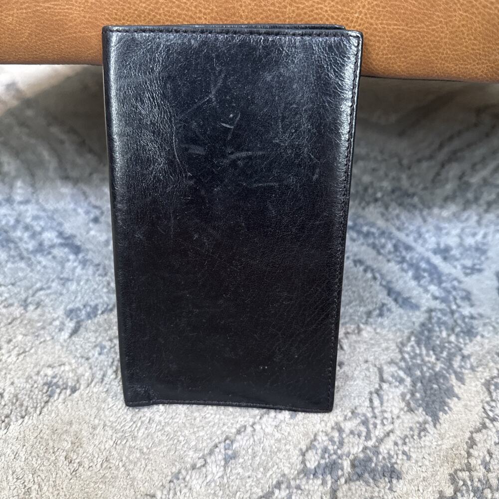 Vintage Christopher Hayes Checkbook Cover Wallet Calfskin Leather Wallet